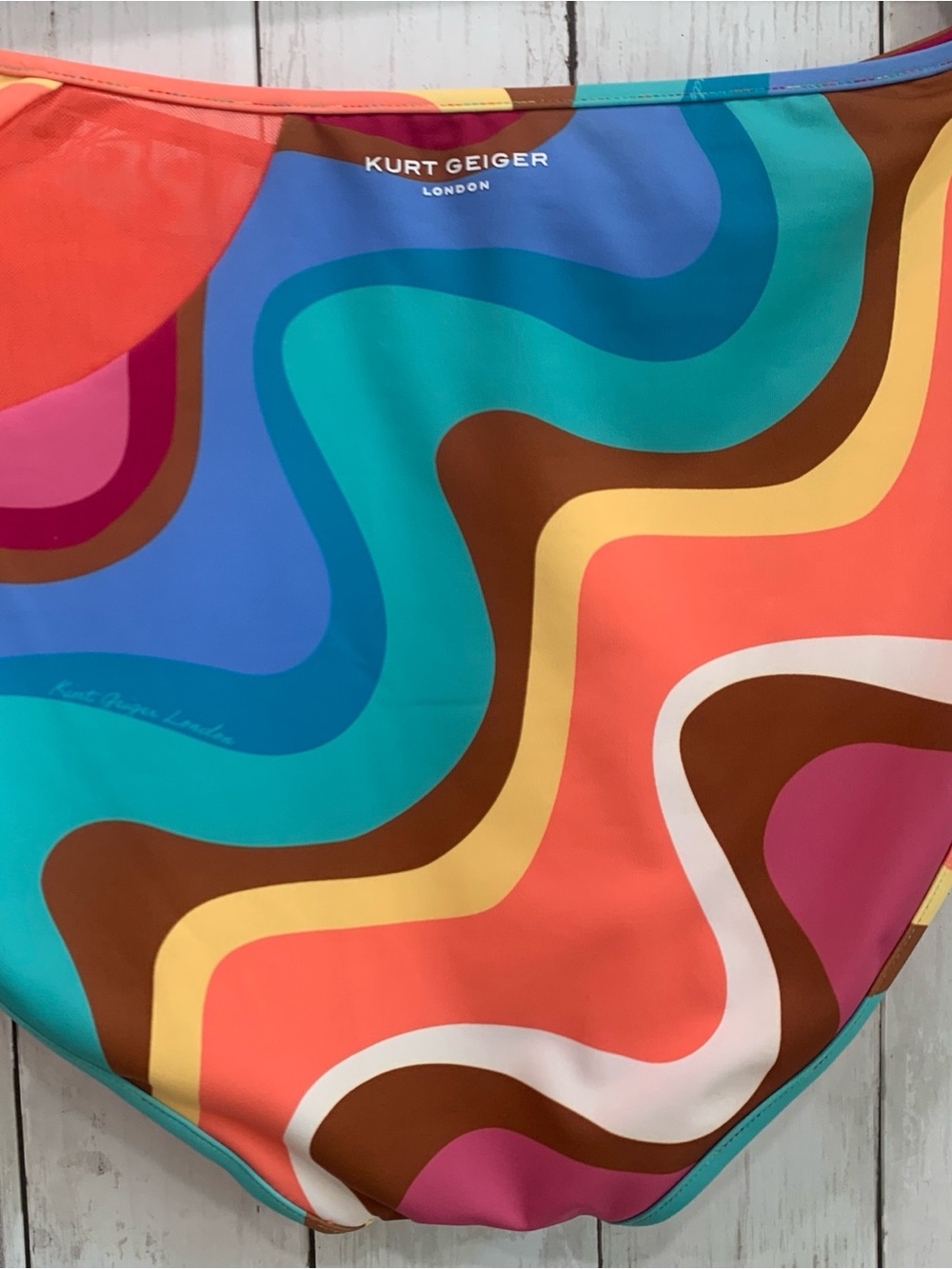 Kurt Geiger Kensington Cut Out Briefs Bikini Bottom Large Psychedelic High Waist - Picture 11 of 16
